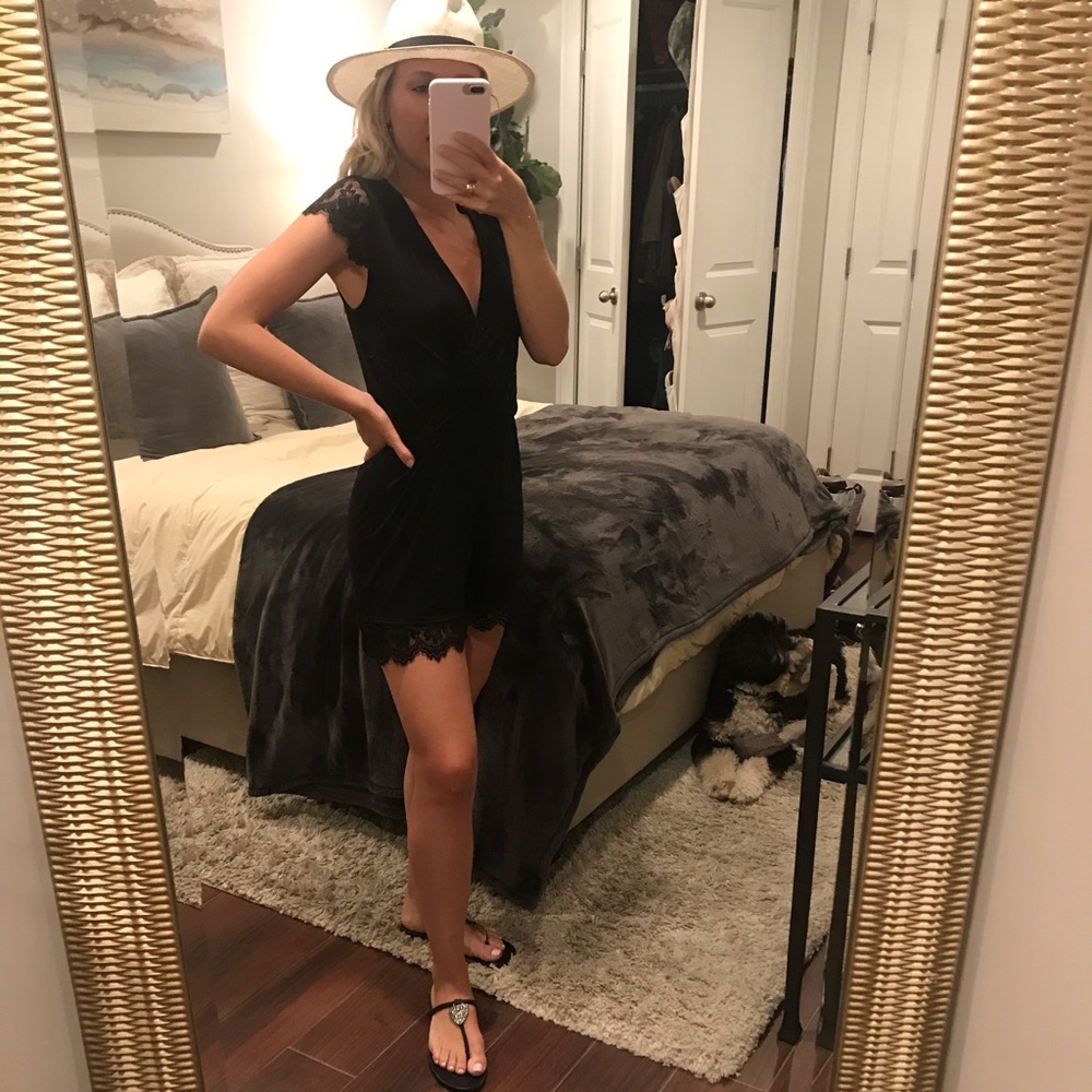 Top shop black romper with lace detailing